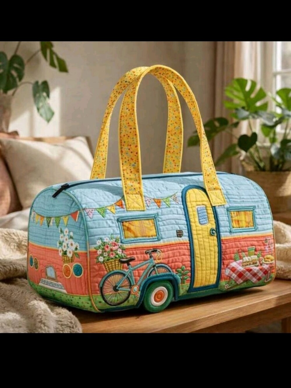 BRAND NEW ** Quilted Caravan Print Weekend Duffel Bag in Yellow and Blue